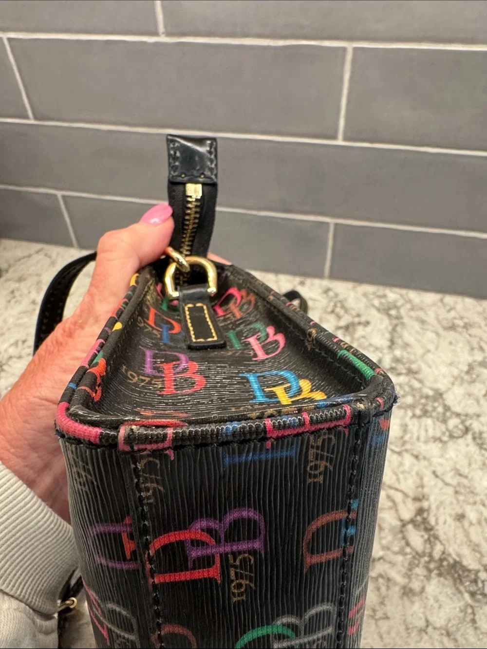 Dooney & Bourke Janine Crossbody Bag Multicolor DB 1975 Monogram Black